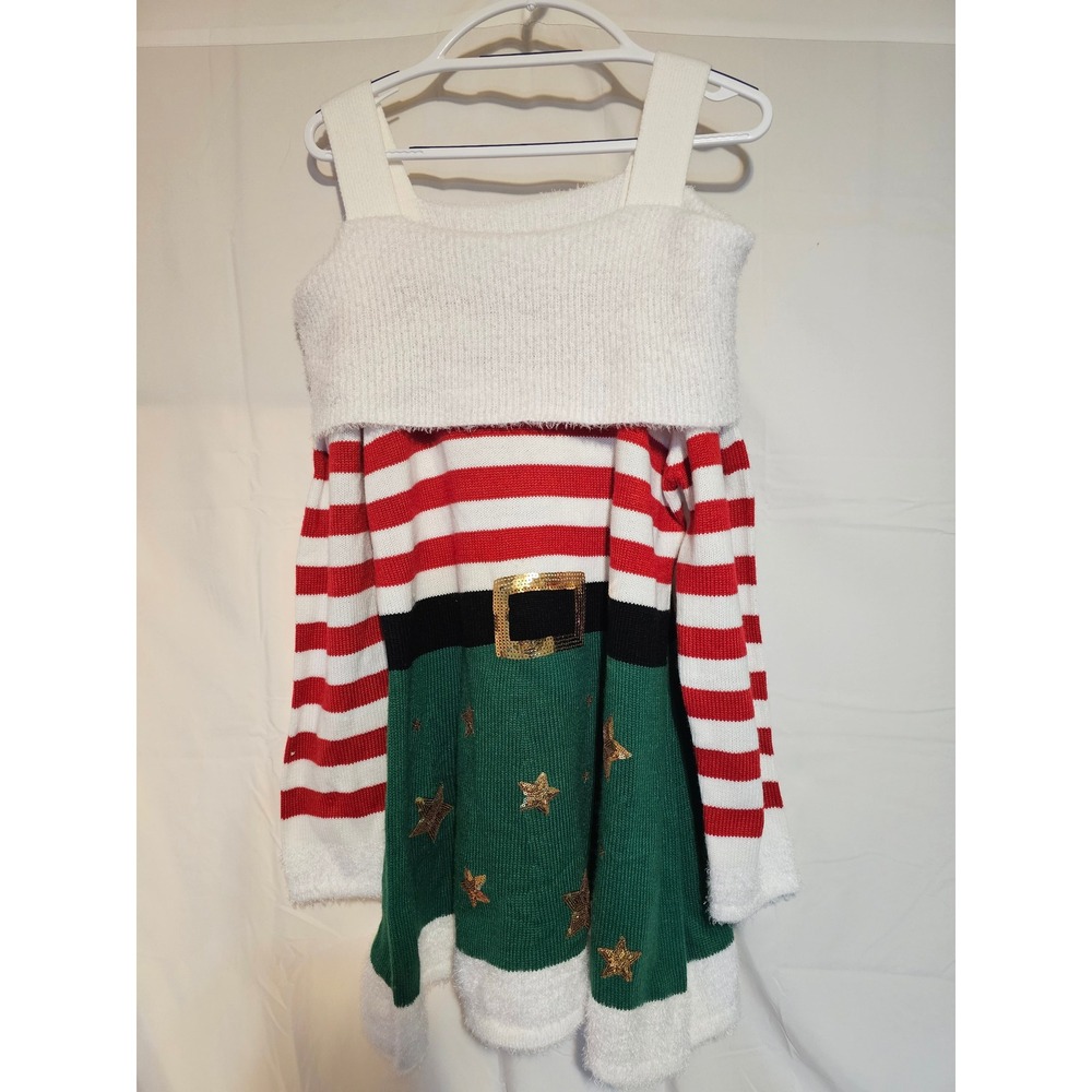 Womens Ugly Christmas Sweater Dress Elf‎ Costume Holiday Party Outfit